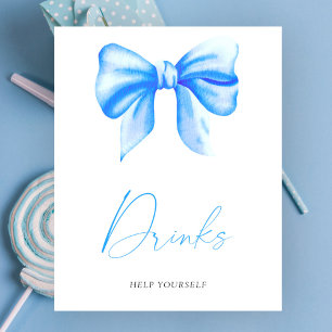 Blauw boog baby shower - Drinken Poster