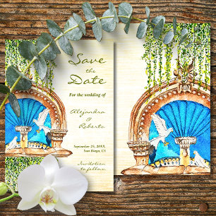 Blauw Boog Barok Mexicaanse Bruiloft Save The Date