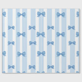 Blauw boog coquette patroon cadeaupapier (Vlak)