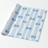 Blauw boog coquette patroon cadeaupapier (Uitgerold)