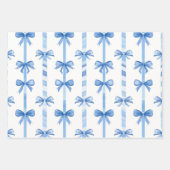 Blauw boog coquette patroon inpakpapier vel (Voorkant 3)