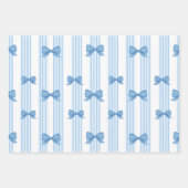 Blauw boog coquette patroon inpakpapier vel (Voorkant)