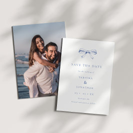 Blauw  boog foto bruiloft save the date