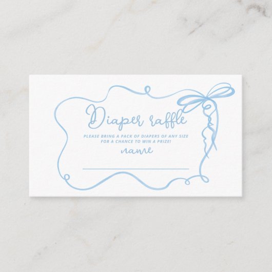 Blauw boog golvend lijst minimal luier loterij tic informatiekaartje (Voorkant)