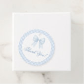 Blauw boog lint gingham baby jongen douche dank u bedankjes labels (In situ)