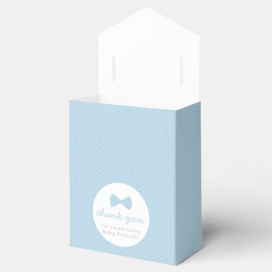Blauw boog stropdas baby shower bedankdoosjes (Geopend)