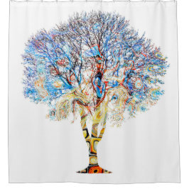 Blauw Boom Ontwerp 199 douchegordijn