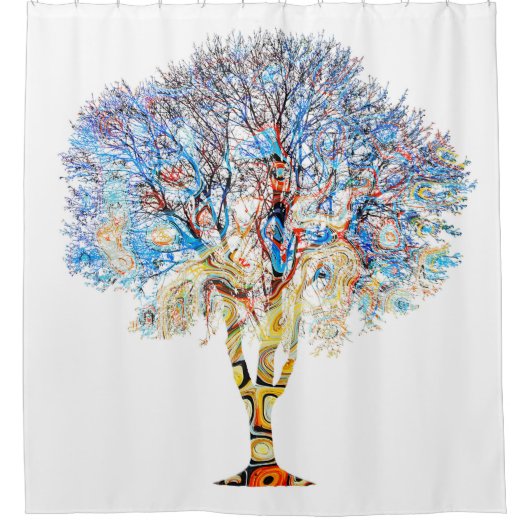 Blauw Boom Ontwerp 199 douchegordijn (Voorkant)