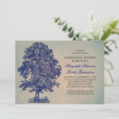 blauw - boomrepressief diner nodigt uit kaart (Staand voorkant)