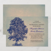 blauw - boomrepressief diner nodigt uit kaart (Voorkant / Achterkant)