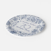 Blauw  Bord 70e verjaardag op jaarpapier (Gekanteld)