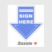 Blauw bord hier pijl sticker (Vel)