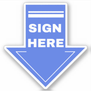 Blauw bord hier pijl sticker