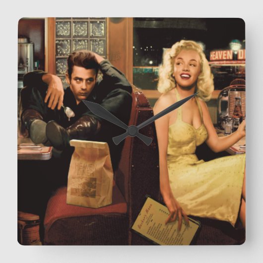 Blauw Bord Vierkante Klok (Voorkant)