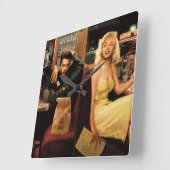 Blauw Bord Vierkante Klok (Hoek)