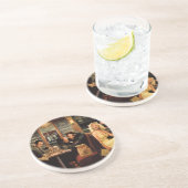 Blauw Bord Zandsteen Onderzetter (Zijkant)