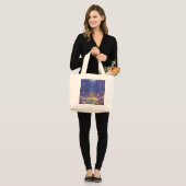 Blauw bos 2 2012 grote tote bag (Voorkant (model))