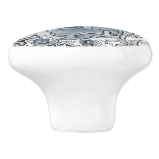 Blauw bos bos - unieke kunstdelft blik keramische knop (Zijkant)