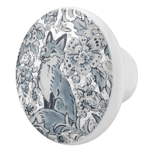 Blauw bos bos - unieke kunstdelft blik keramische knop (Rechts)