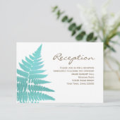 Blauw bos bruiloft varen receptie info kaart (Staand voorkant)