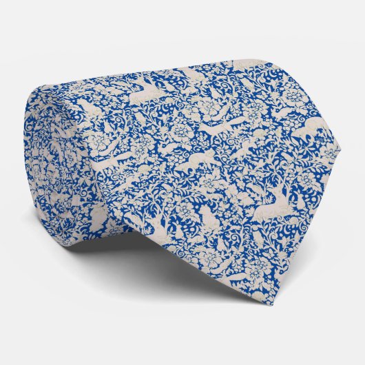 Blauw bos Dierenvriend Forest Small Pattern Stropdas (Opgerold)
