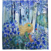Blauw Bos Douche met meisje Gordijn (Voorkant)