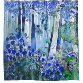 Blauw bos douchegordijn