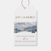 Blauw bos en vos, Joy to the World, feestdag Cadeaulabel (Voorkant)
