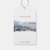 Blauw bos en vos, Joy to the World, feestdag Cadeaulabel (Achterkant)