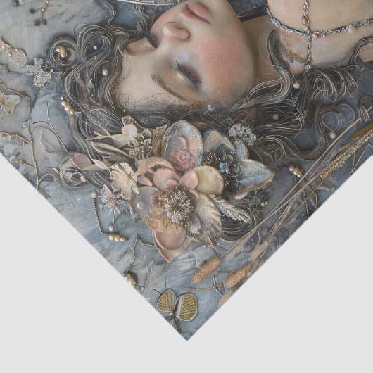 BLAUW BOS FEE MEISJE DECOUPAGE TISSUE PAPIER (Detail)