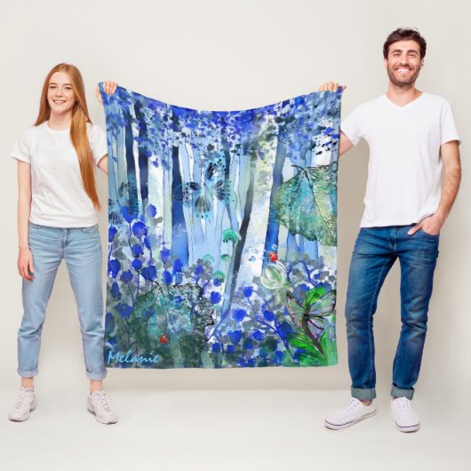 Blauw bos fleece deken (In situ)