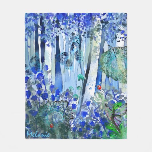 Blauw bos fleece deken (Voorkant)