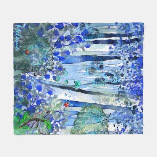 Blauw bos fleece deken (Voorkant (Horizontaal))