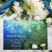 Blauw Bos Mason Jar Fairy Lights Bruiloft Kaart