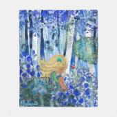 Blauw bos met klein meisje fleece deken (Voorkant)