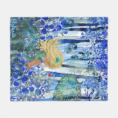 Blauw bos met klein meisje fleece deken (Voorkant (Horizontaal))