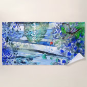 Blauw bos met naam strandlaken (Voorkant)