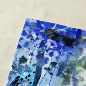 Blauw bos met naam strandlaken (In situ)