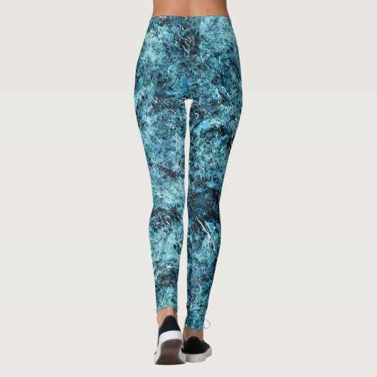 Blauw bos onder sneeuw of gekraakt glas leggings (Achterkant)
