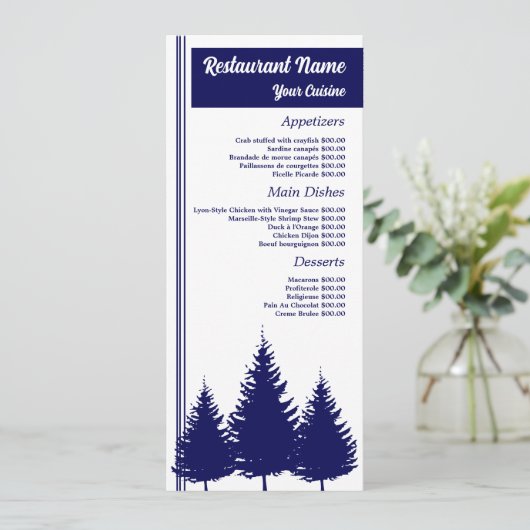 Blauw bos, Restaurant Slimline Menu (Staand voorkant)