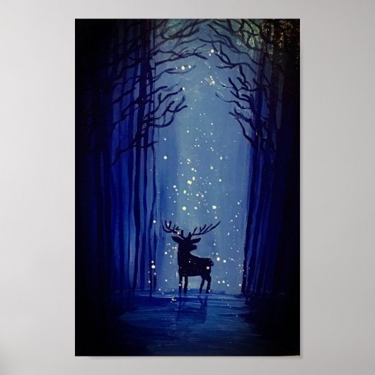Blauw bos Winter Buck POSTER (Voorkant)