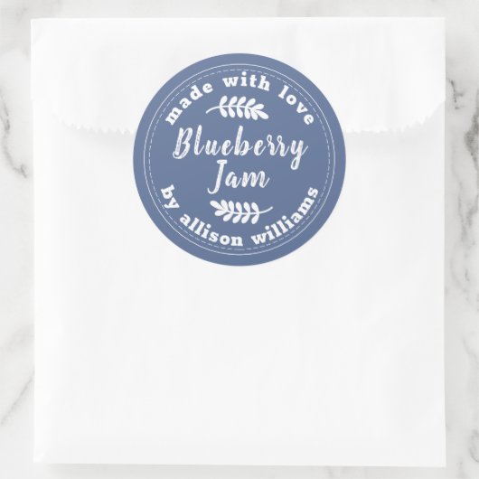 Blauw bosbessenjam Modern Rustiek Sti Ronde Sticker (Tas)