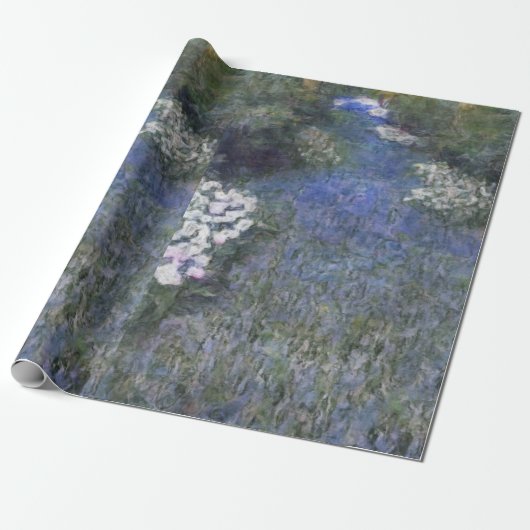 Blauw bospad Impressionist Oilverf Cadeaupapier (Uitgerold)