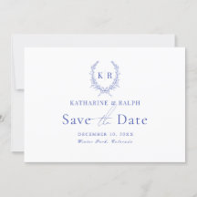 Blauw Botaniacal Crest Monogram Sla de datum op