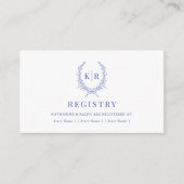 Blauw Botaniacal Ribbon Crest Wedding Registry Informatiekaartje (Voorkant)