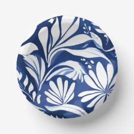 Blauw botanisch aquarel bloemmotief wit patroon papieren kommen