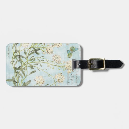 Blauw botanisch bagagelabel (Voorkant horizontaal)
