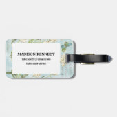 Blauw botanisch bagagelabel (Achterkant horizontaal)