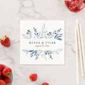 Blauw Botanisch Bladgroen Bruiloft Servet (Insitu)