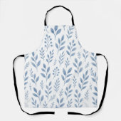 Blauw botanisch bladpatroon schort (Voorkant)